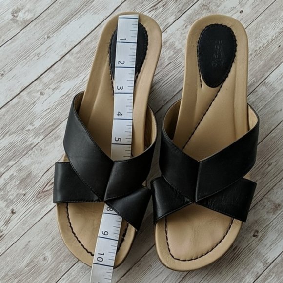 DANSKO Neeci Black Leather Wedge Slip-On Platform Sandals Size 39 (8.5 - 9) - Picture 4 of 7